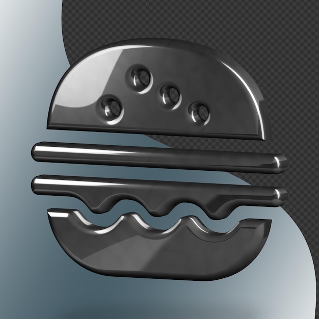 PSD to pięknie zaprojektowana ikona burgera 3d z piękną metaliczną teksturą
