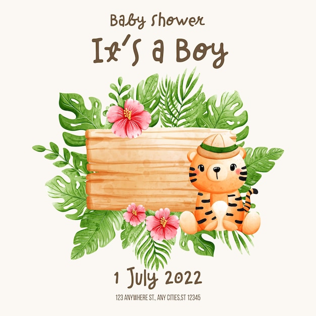 PSD to szablon zaproszenia chłopca baby shower baby boy