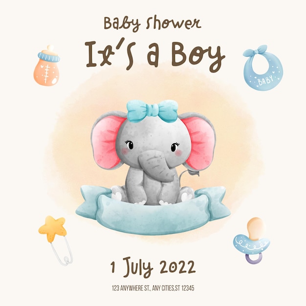 PSD to szablon zaproszenia chłopca baby shower baby boy