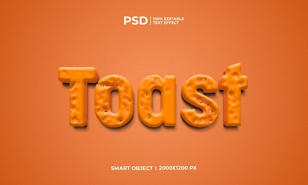 PSD toast bewerkbaar teksteffect