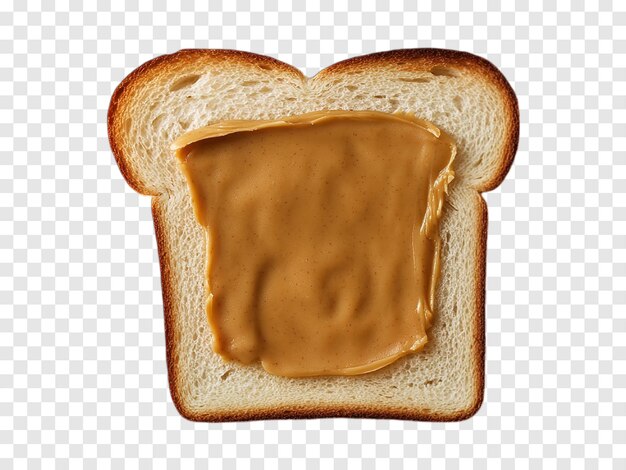 Toasted bread with tasty peanut butter isolated on transparent and white background