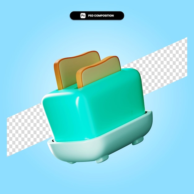 PSD toaster 3d render illustration isolated