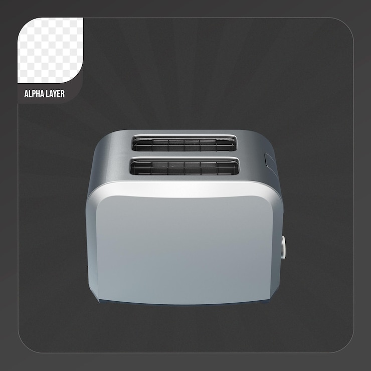 PSD toaster 3d rendering isolated 