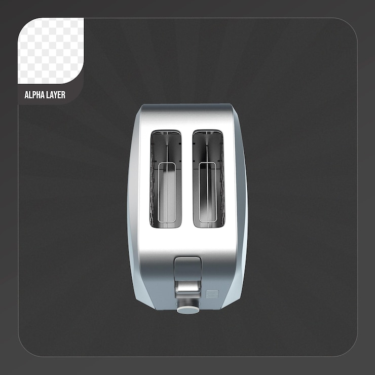 PSD toaster 3d rendering isolated 