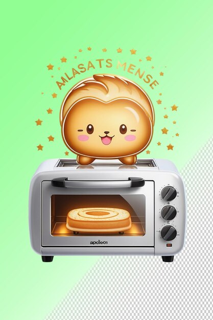 A toaster oven with a bear on the top