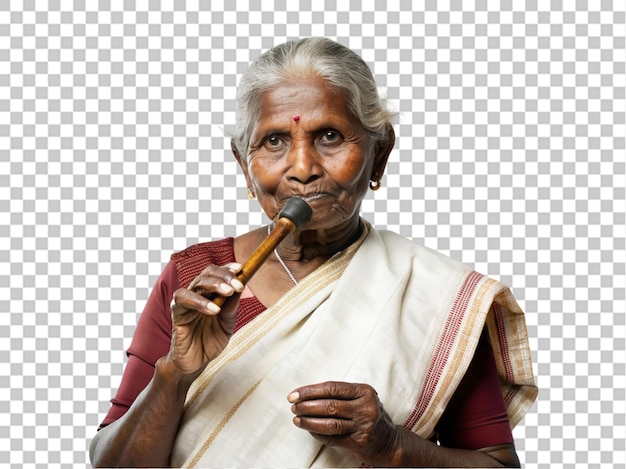 PSD tobacco pipe tamil elder sister on transparent background