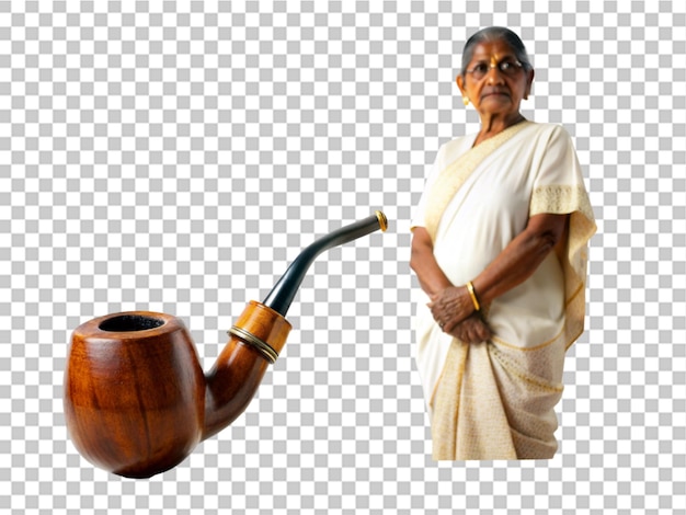 PSD tobacco pipe tamil elder sister on transparent background