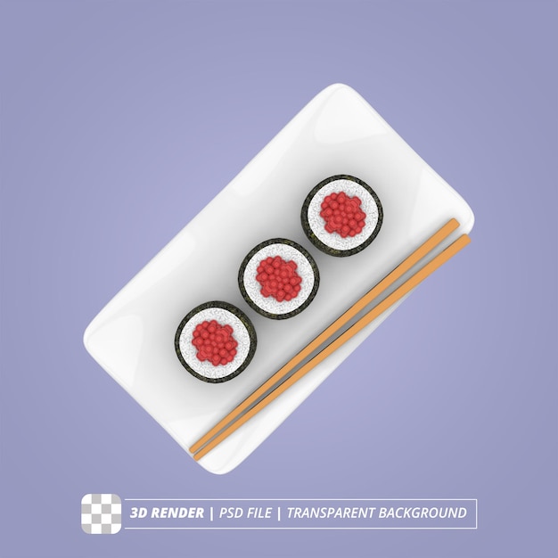 Tobiko sushi 3d render immagini isolate