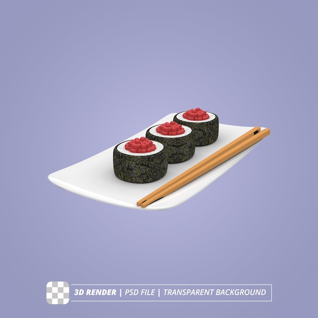 PSD tobiko sushi 3d render isolated images