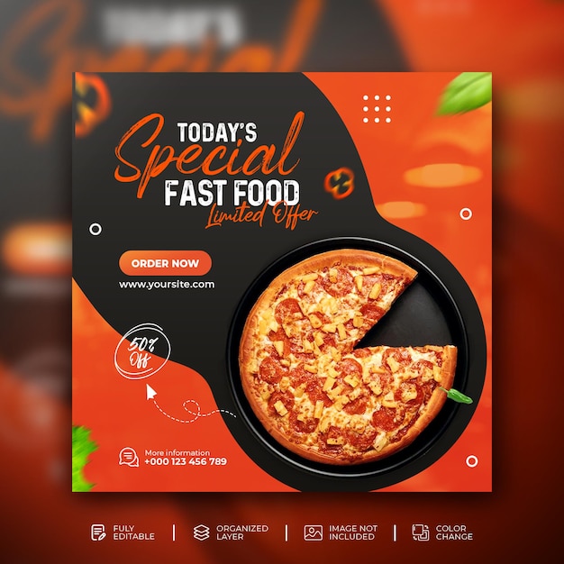 PSD today special delicious fast food menu social media banner design template free psd