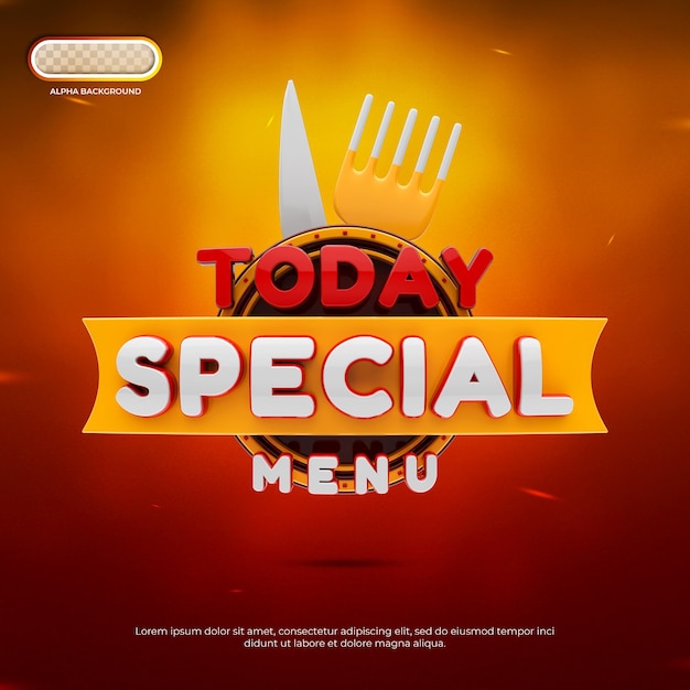 Today special menu banner 3D render