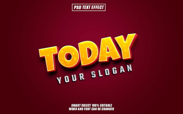 today text effect font editable typography 3d text
