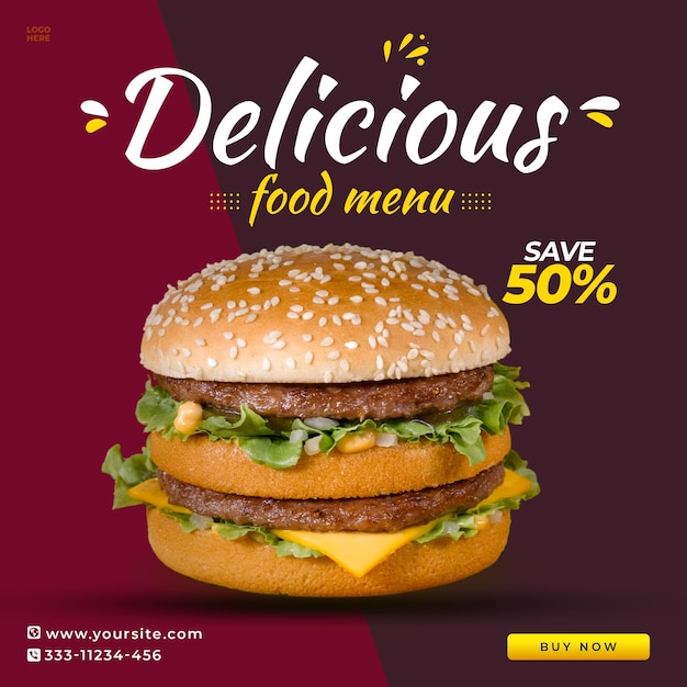 Todays special humburger and food menu social media banner template