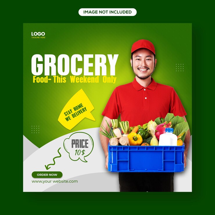 Todays special organic food sale social media square post template design