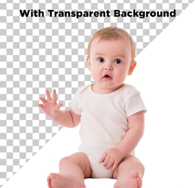 Toddler Baby Sitting Full Shot PNG PSD Izolowany na przezroczystym tle