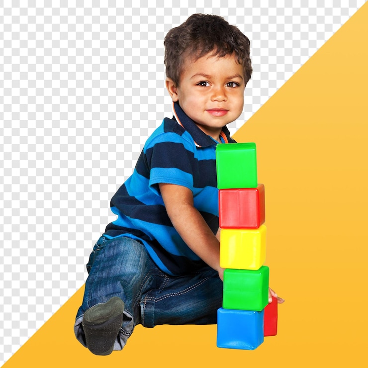 PSD toddler playing with colorful blocks