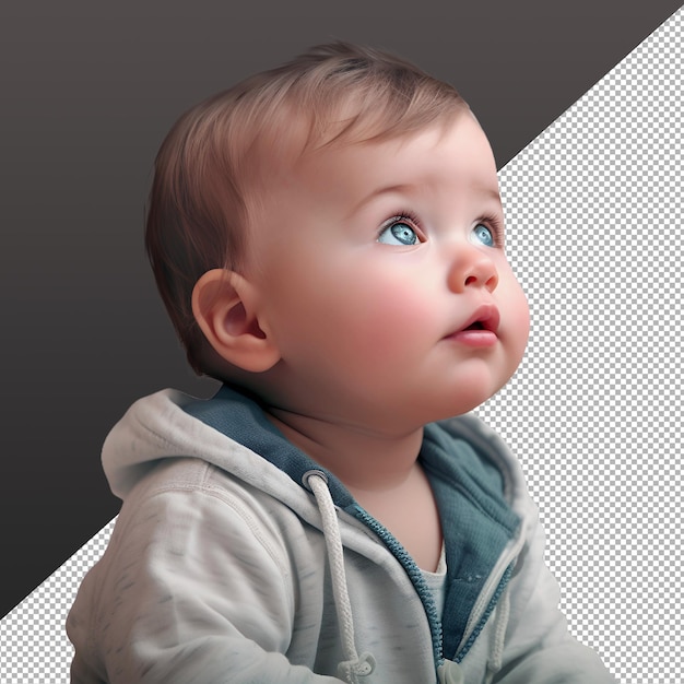 PSD toddler thinking looking up png