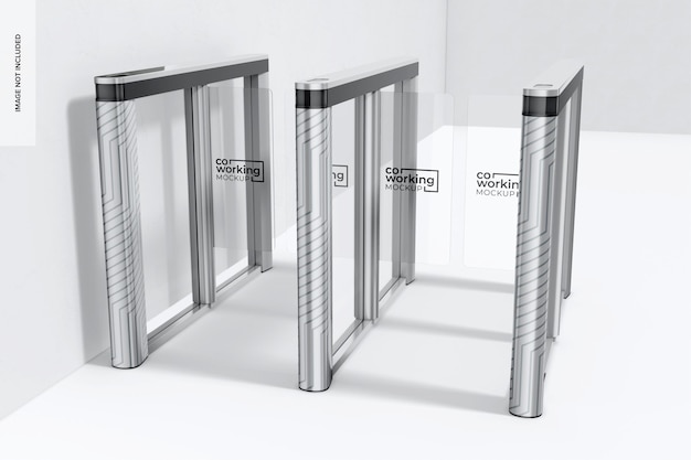 Toegangscontroleturnstile Mockup Hoge hoekmening