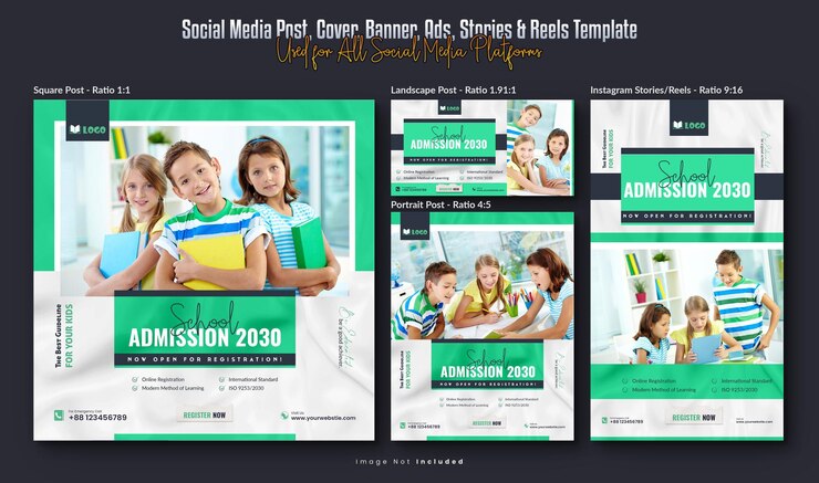PSD toelating tot de school sociale media instagram banners reels story template