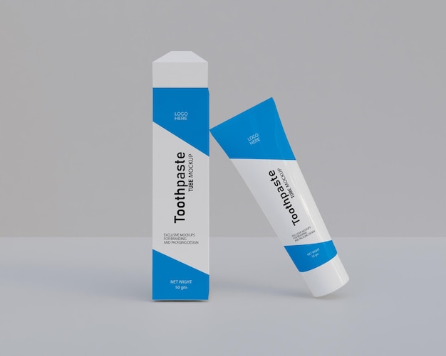 Mockup di imballaggio del dentifricio per visualizzare tofont