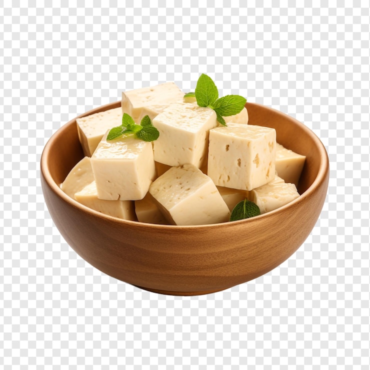 PSD tofu in bowl isolated on transparent background