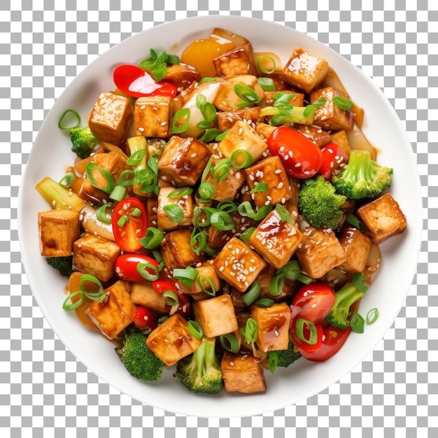 PSD tofu roer friet op doorzichtige achtergrond
