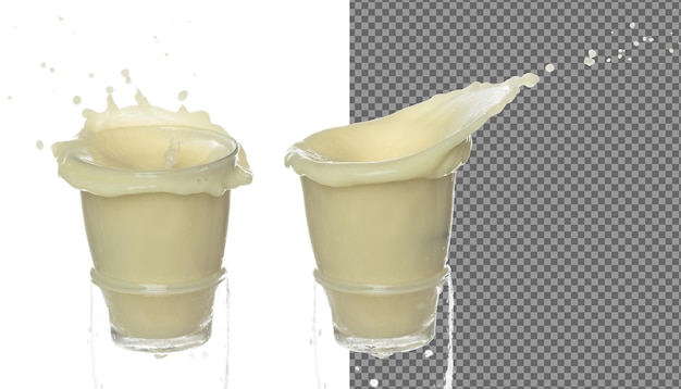 Tofu Sojabonen sojamelk giet naar beneden Sojabonenmelk of cosmetische crème vochtinbrengende crème spetter in vorm glazen schaal als verf kleur Witte achtergrond geïsoleerde hoge snelheid sluiter bevriezen beweging