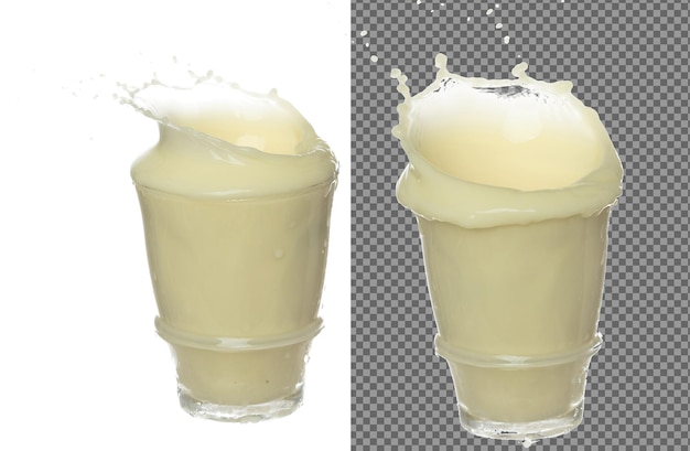 Tofu Sojabonen sojamelk giet naar beneden Sojabonenmelk of cosmetische crème vochtinbrengende crème spetter in vorm glazen schaal als verf kleur Witte achtergrond geïsoleerde hoge snelheid sluiter bevriezen beweging