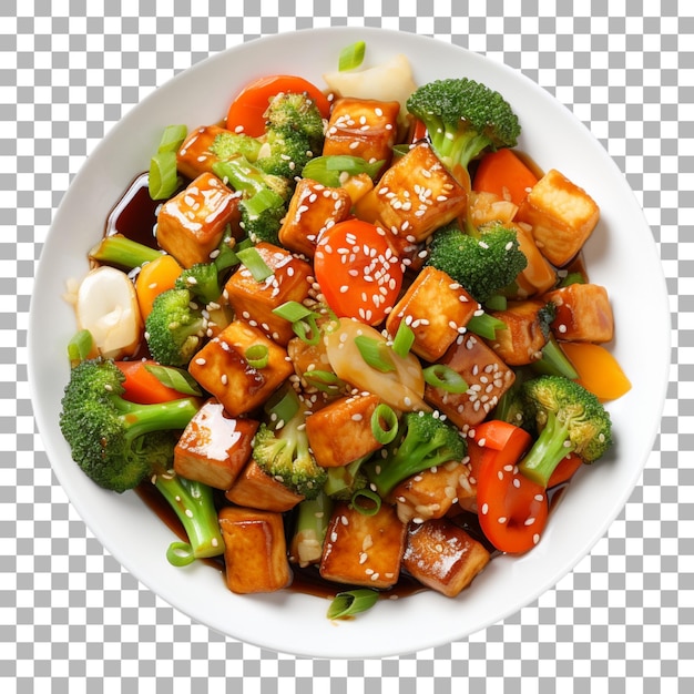 PSD tofu stir fry on transparent background