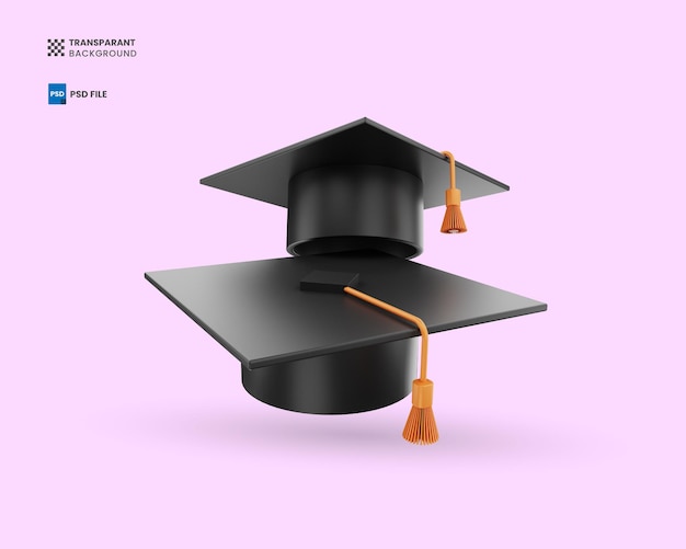 Toga hat academic graduation icon 3d rendering illustration