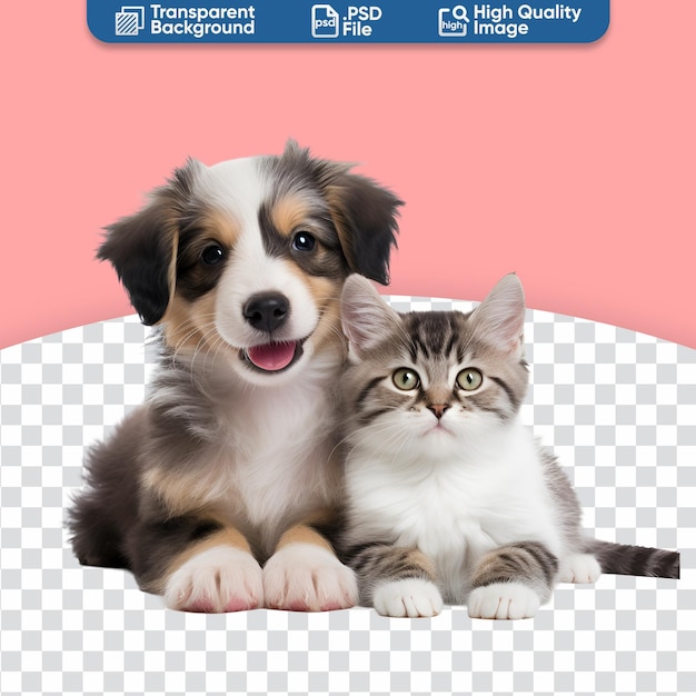 PSD together in friendship a puppy and kitten portrait