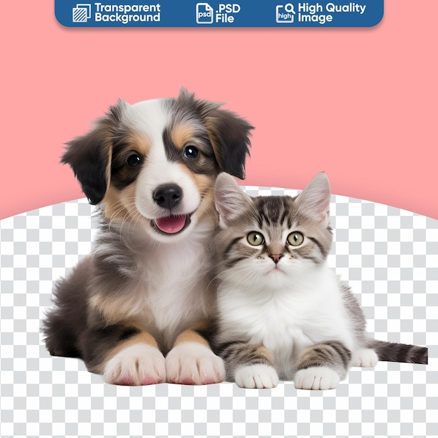 PSD 우정 에서 함께 - 강아지 와 새끼 고양이 의 초상화