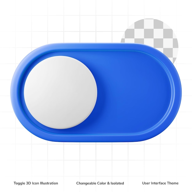 PSD 토글 온 오프 기호 사용자 인터페이스 테마 3d 아이콘 iillustration 편집 가능한 색상 절연