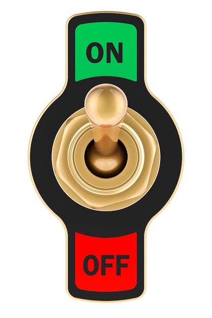 PSD toggle switch on 3d rendering isolated on transparent background