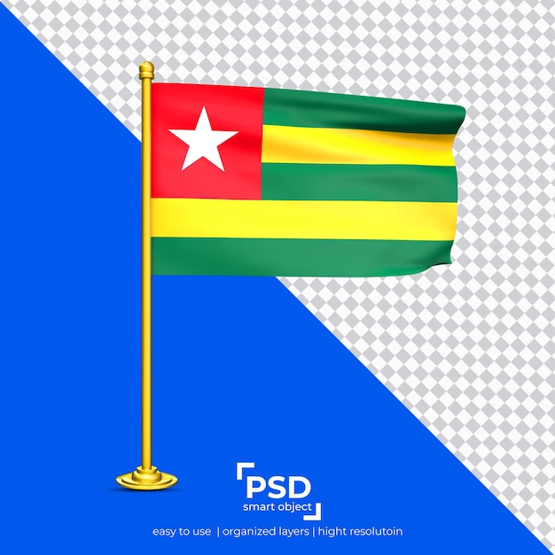 PSD togo waving flag set isolated on transparent background