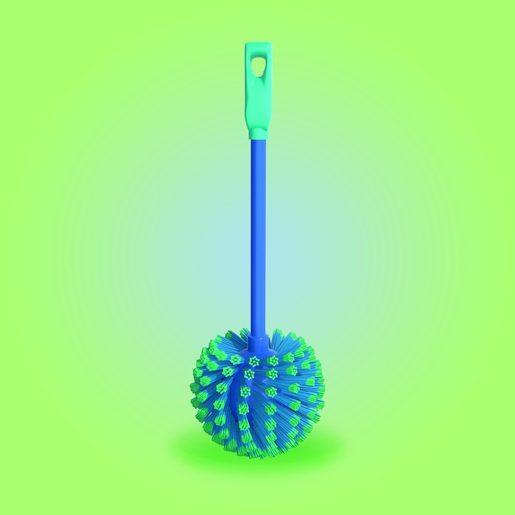 PSD a toilet brush on a green background