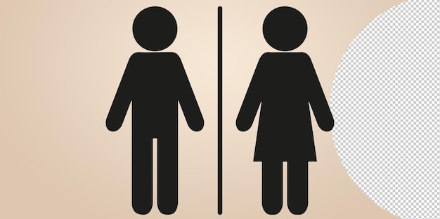 Icone della toilette, simbolo dell'uomo e della donna, segni della toilette, segni della toilette del wc, illustrazione png trasparente