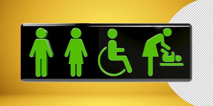 PSD toilet icons, man and woman symbol, toilet signs, wc toilet signs, illustration transparent png