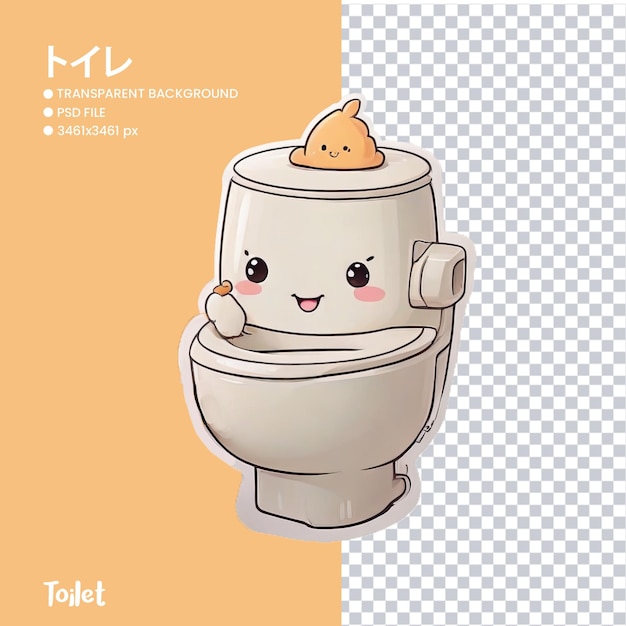 PSD toilet illustration with transparent background