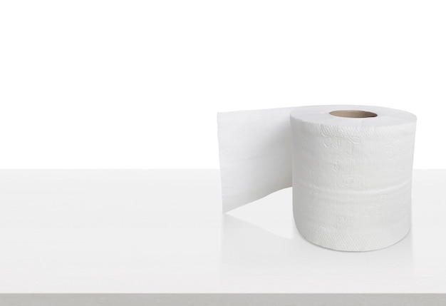 PSD toilet paper isolated on white table cleaning concept product photograph for advertising transparent background