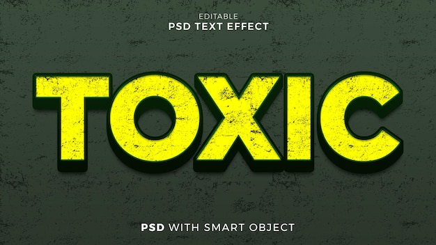 PSD toksyczny szablon do edycji tekstu w stylu 3d
