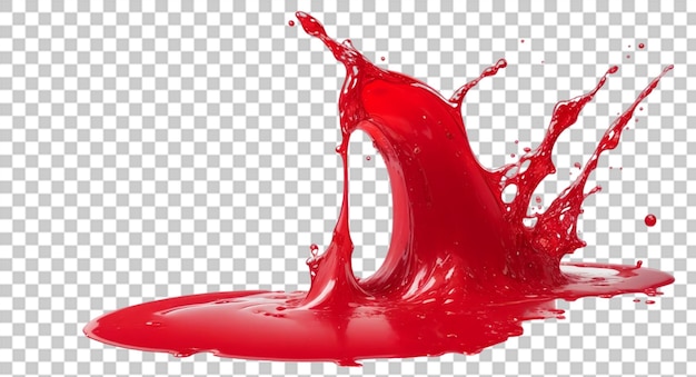 PSD tomaten ketchup saus splashes of rood vloeibaar tomaten sap op doorzichtige achtergrond