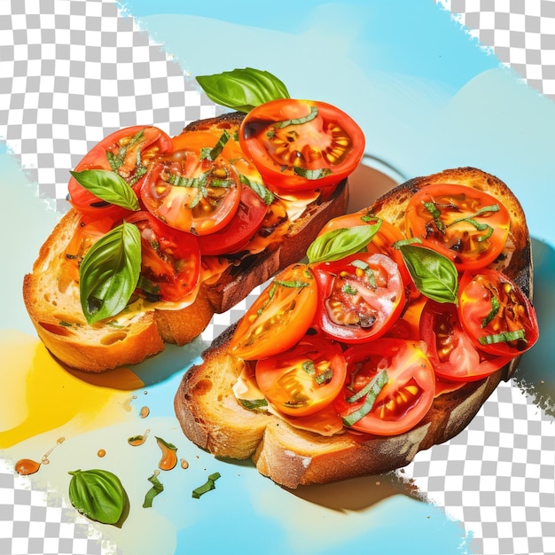 PSD tomatenbruschetta gemaakt met verse ingrediënten op een transparante achtergrond