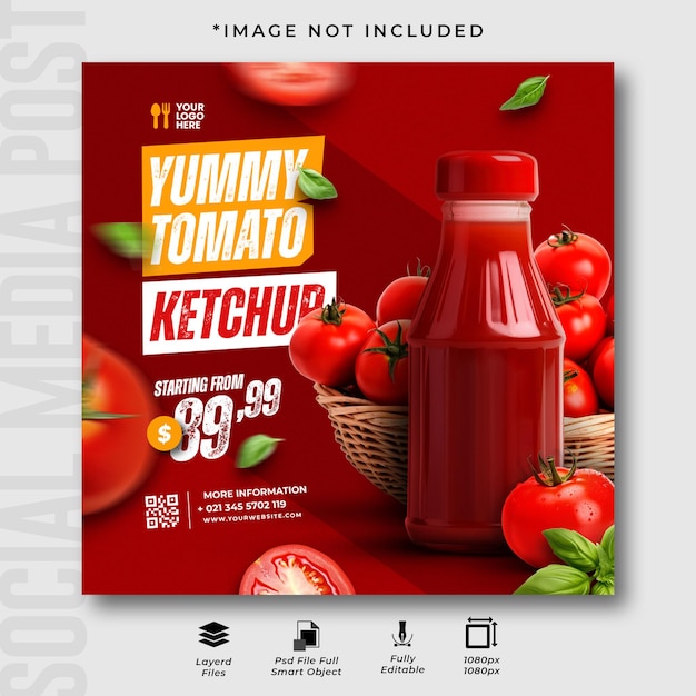 Tomatenketchup sociale media instagram postsjabloon