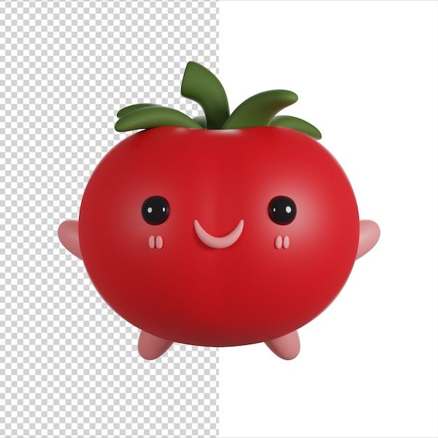 PSD tomato 3d personaggio rendering carino