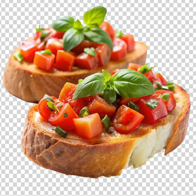 PSD tomato and basil bread on transparent background