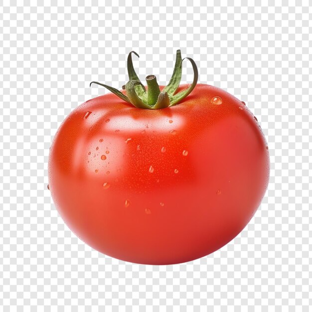 PSD a tomato is on a transparent background with a green stem