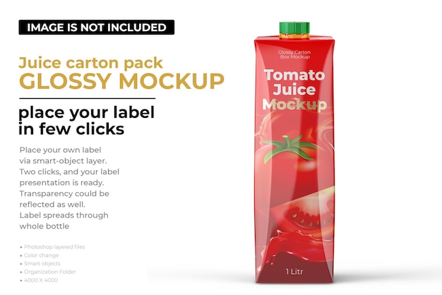 PSD tomato juice carton pack mockup