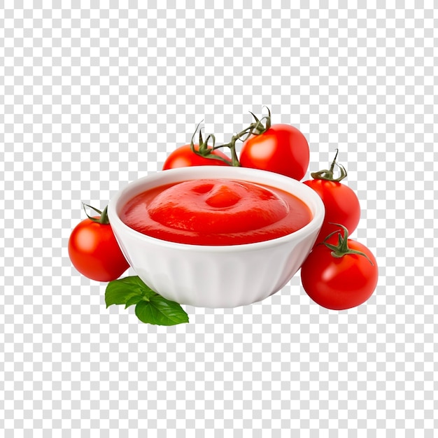 Tomato sauce or ketchup bowl isolated on a transparent background