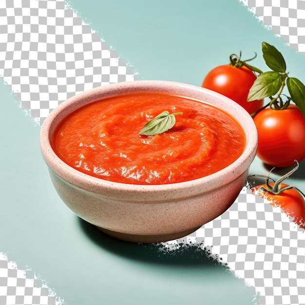PSD tomato sauce in organic bowl against transparent background